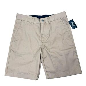 NWT Volcom Khaki V Monty 17 Boys Shorts 16 (28) 18 (29) Casual Uniform Dressy